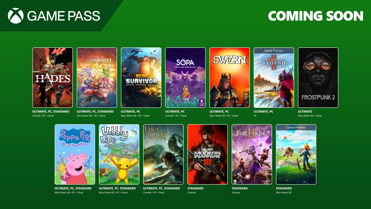 Coming soon to Game Pass this September
